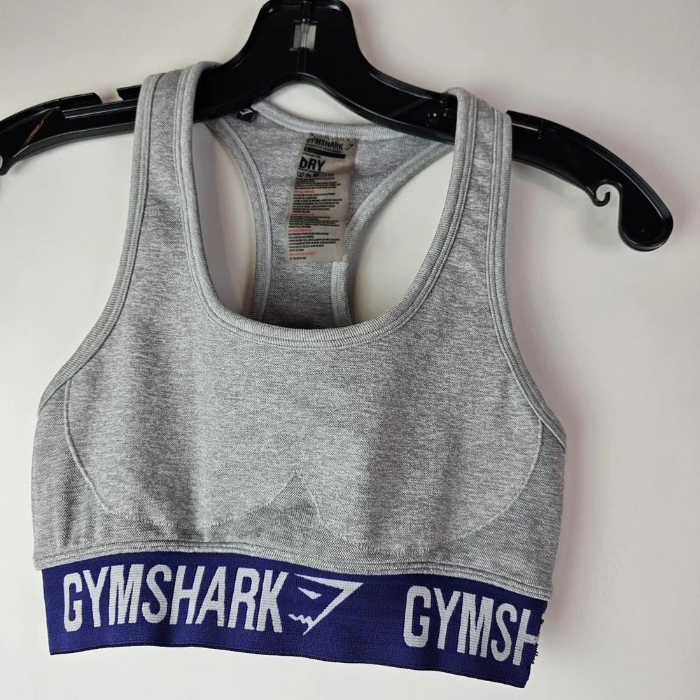 Gymshark Sports Bra Womens Small Gray Dry Flex Performance Workout‎ Racer Back